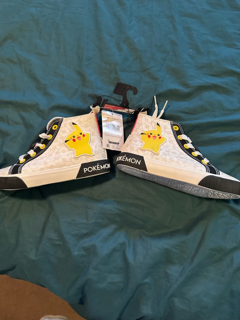 Kids' High-Top Sneakers with Pikachu - White & Red